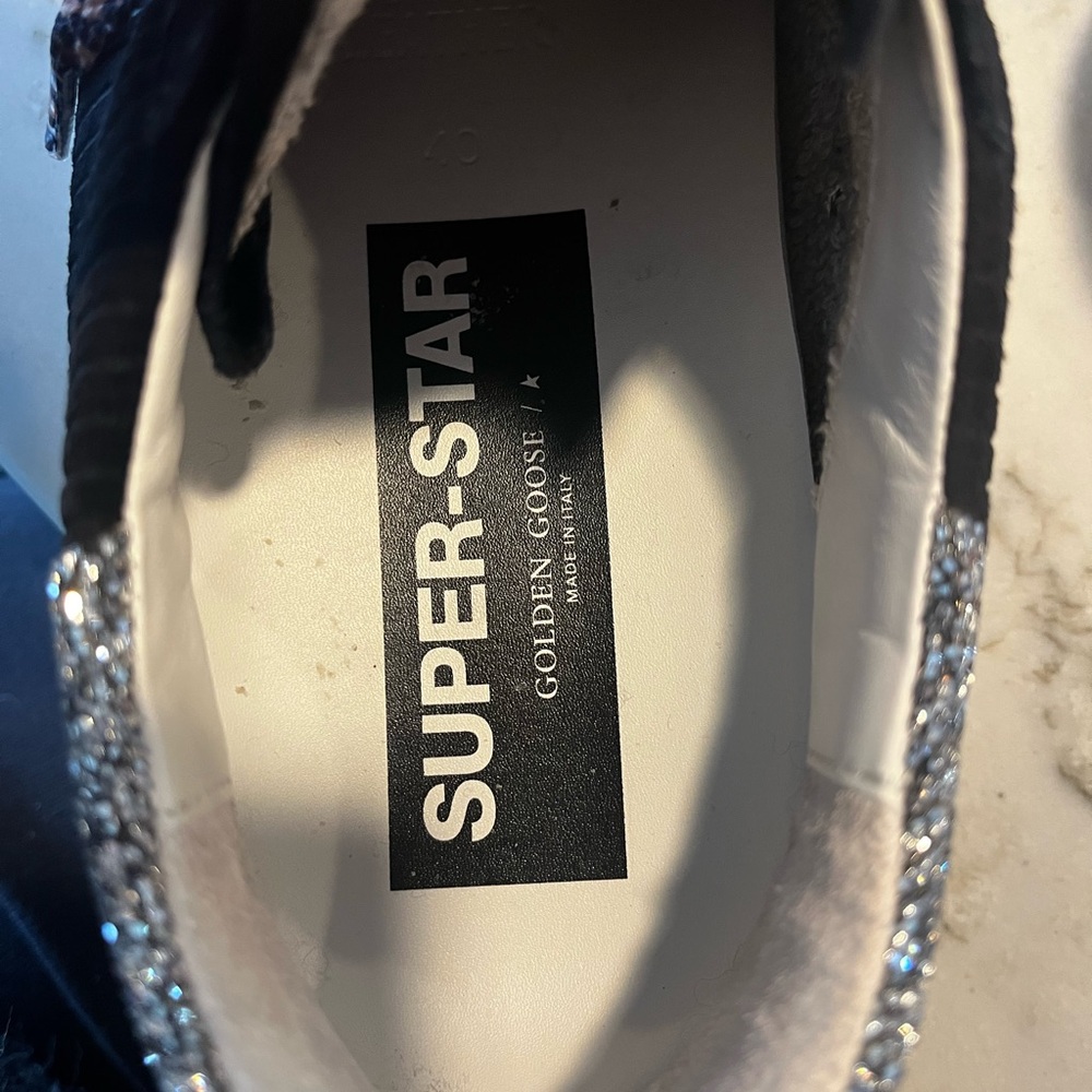 Golden Goose Black Sneakers with Silver Glitter Stars. Size 40 - Picture 5 of 7